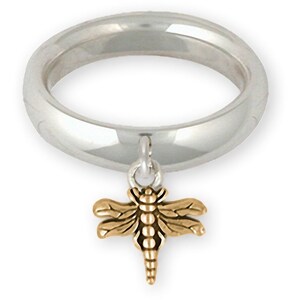 Dragonfly Jewelry Silver And 14k Gold Handmade Dragonfly Ring  DGY4-TNCR