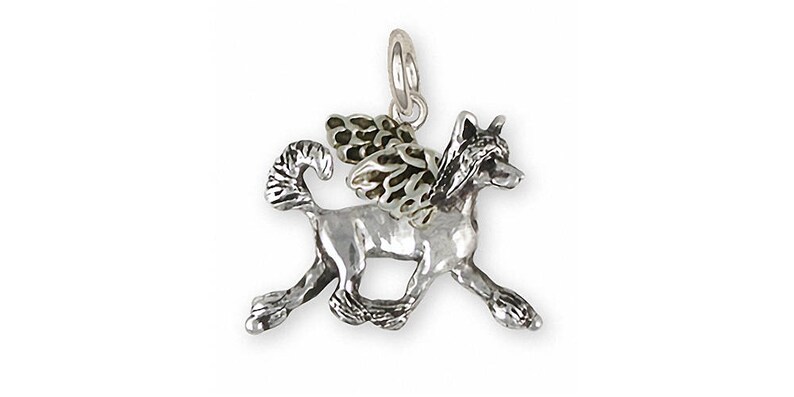 Chinese Crested Angel Charm Jewelry Sterling Silver Handmade Dog Charm CC5-AC image 1