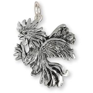 Rooster Charm Sterling Silver Handmade Rooster Jewelry RST3XL-C