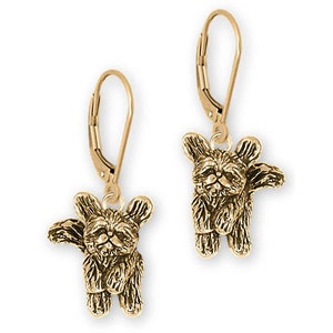 Lhasa Apso Jewelry 14k Gold Vermeil Handmade Playful Lhasa Earrings  LSZ33-KWVM