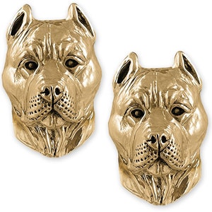 Pit Bull Cufflinks 14k Gold Vermeil Handmade Pit Bull Jewelry PTB6-CLVM