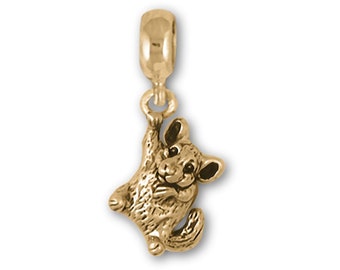 Chinchilla Jewelry 14k Gold Handmade Chinchilla Charm Slide This Charm Will Fit A Pandora® Slide Bracelet CL14-PNSG