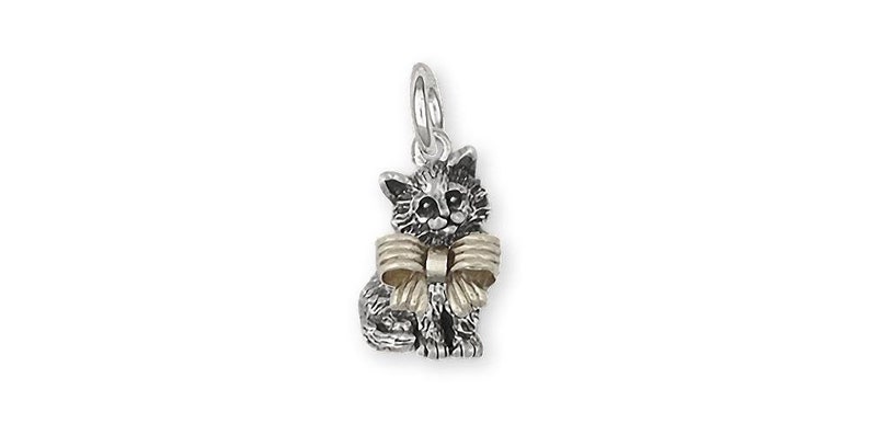 Maine Coon Jewelry Maine Coon Charm Jewelry Sterling Silver Handmade Cat Charm MN8-BWC image 1