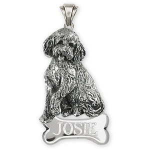 Goldendoodle Jewelry Sterling Silver Handmade Goldendoodle Pendant  GDL10-NP