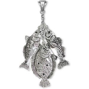 Grand Slam Fiskhänge Sterlingsilver, Handgjort Helsträngad Fiskehalsband, Fiskartrofésmycken FST2-P