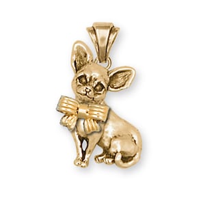 Chihuahua Jewelry 14k Yellow Gold Vermeil Pendant Chihuahua Charms And Chihuahua Jewelry CHW1B-PVM