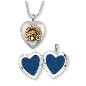 Sonnenblume Schmuck Sonnenblume Foto Locket Schmuck Silber und Gold handgemachte Blume Foto Locket SF6-TNT