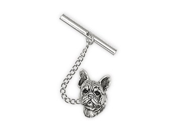 May include: Silver tie tack featuring a French Bulldog head.