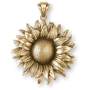 Sunflower Jewelry 14k Gold Vermeil Handmade Sunflower Pendant  SF2-PVM