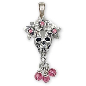 Day Of The Dead Skull Pendant Sterling Silver Handmade Día De Los Muertos Jewelry DOD1-PP
