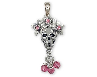 Day Of The Dead Skull Pendant Sterling Silver Handmade Día De Los Muertos Jewelry DOD1-PP