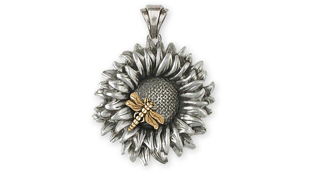 Sunflower Jewelry Sunflower Jewelry Silver and 14k Gold Etsy
