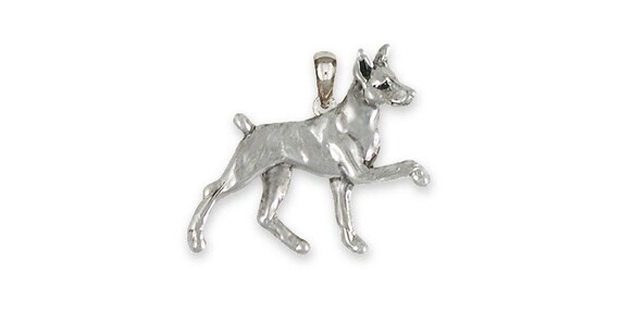 Min Pin Jewelry Sterling Silver Handmade Miniature Pinscher Pendant  MP18-P