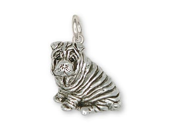 Sterling silver SHAR PEI 3D Dog Charm10X18mm apx 1 Grams