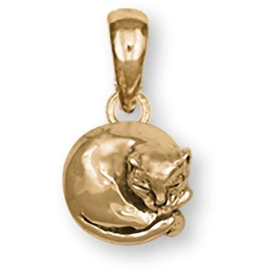 Cat Jewelry 14k Gold Vermeil Handmade Cat Pendant  CT38-PVM