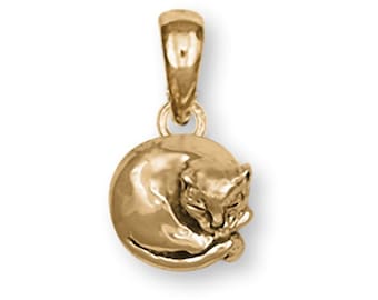 Cat Jewelry 14k Gold Vermeil Handmade Cat Pendant  CT38-PVM