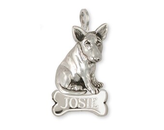 Bull Terrier-hanger handgemaakte sterlingzilveren hondensieraden BU9-NP