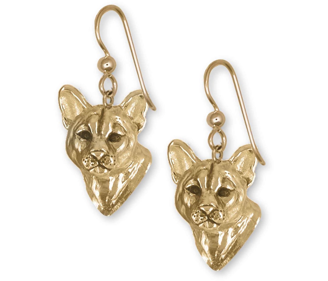 Cougar Jewelry 14k Gold Vermeil Handmade Mountain Lion Earrings COU3H cougar-jewelry-14k-gold-vermeil-handmade-mountain-lion-earrings-cou3h