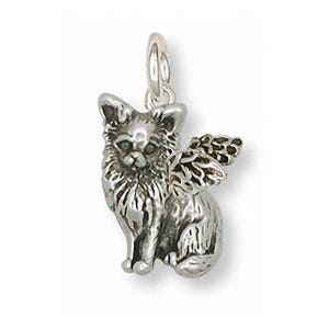 Long Hair Chihuahua Angel Charm Jewelry Sterling Silver Handmade Dog Charm CU8-AC