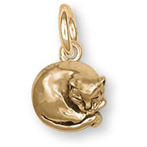 Cat Jewelry 14k Yellow Gold Handmade Cat Charm  CT38-CG