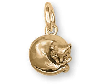 Cat Jewelry 14k Yellow Gold Handmade Cat Charm  CT38-CG