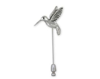Hummingbird Brooch Pin, Sterling Silver Bird Jewelry, Handmade Detailed Hummingbird Lapel Pin for Jacket or Blazer HM1-STP