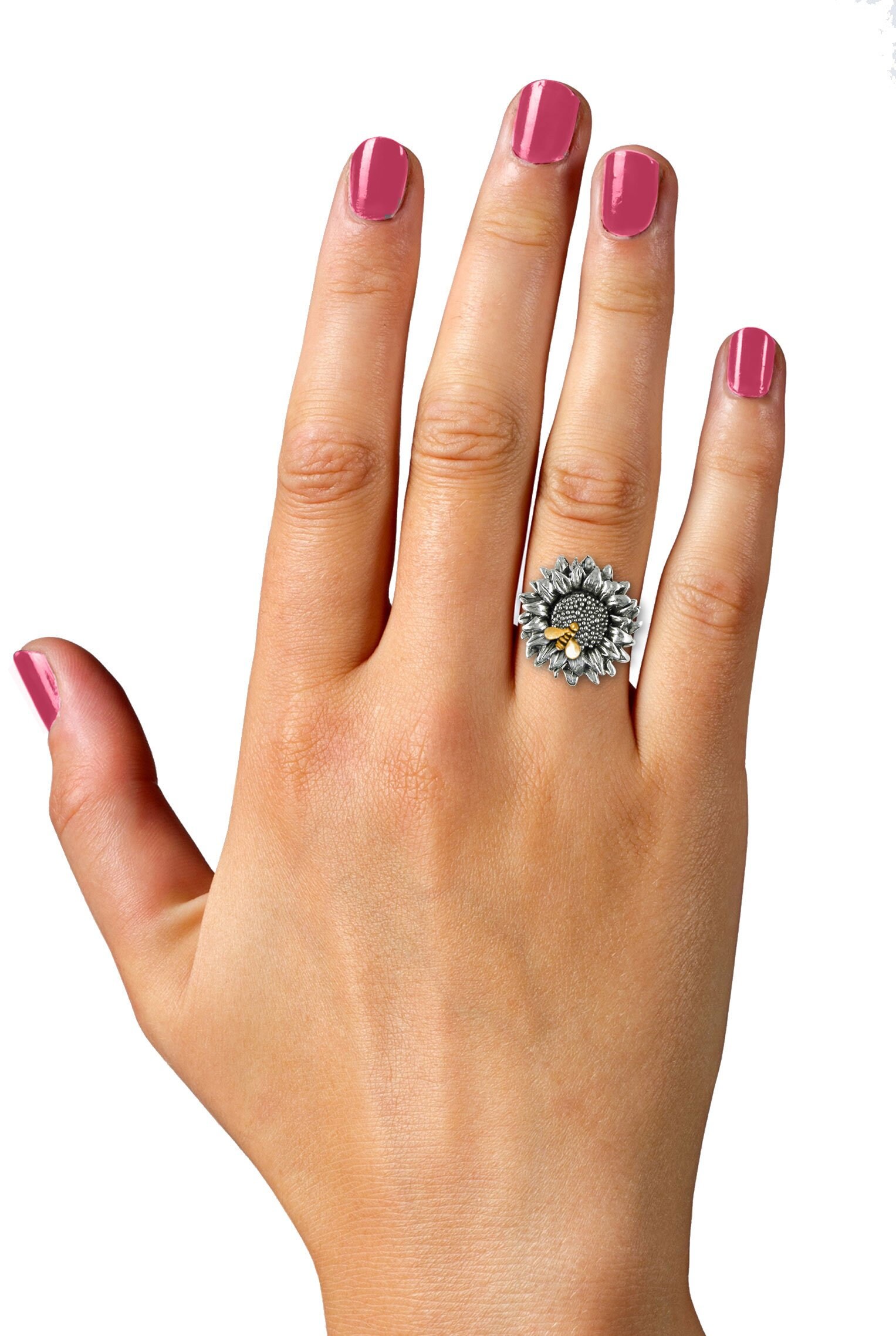 Sunflower Jewelry Sunflower Ring Jewelry Silver and 14k Gold