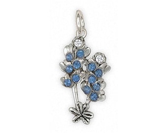 Bluebonnet Jewelry Bluebonnet Charm Jewelry Sterling Silver Handmade Texas Wildflower Charm BBD-C