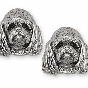 Maltese Jewelry Sterling Silver Handmade Maltese Dog Cufflinks  T6-CL