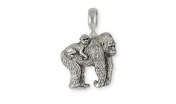 Gorilla Jewelry Sterling Silver Charm Slide Gorilla Charms and