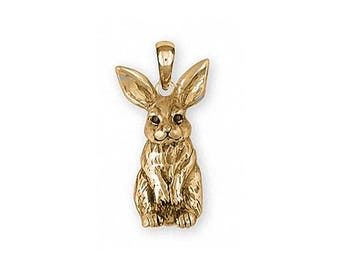 Rabbit Jewelry Rabbit Pendant Jewelry 14k Gold Handmade Rabbit Pendant RA11X-PG