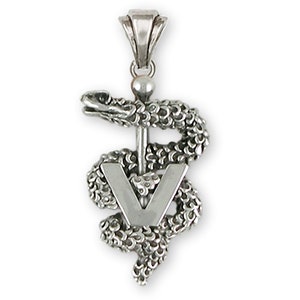 Veterinary Caduceus Jewelry Sterling Silver Handmade Veterinary Caduceus Pendant  VCD1-P