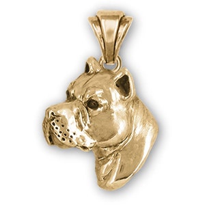 Pit Bull Jewelry 14k Gold Vermeil Handmade Pit Bull Pendant PTB14-PVM
