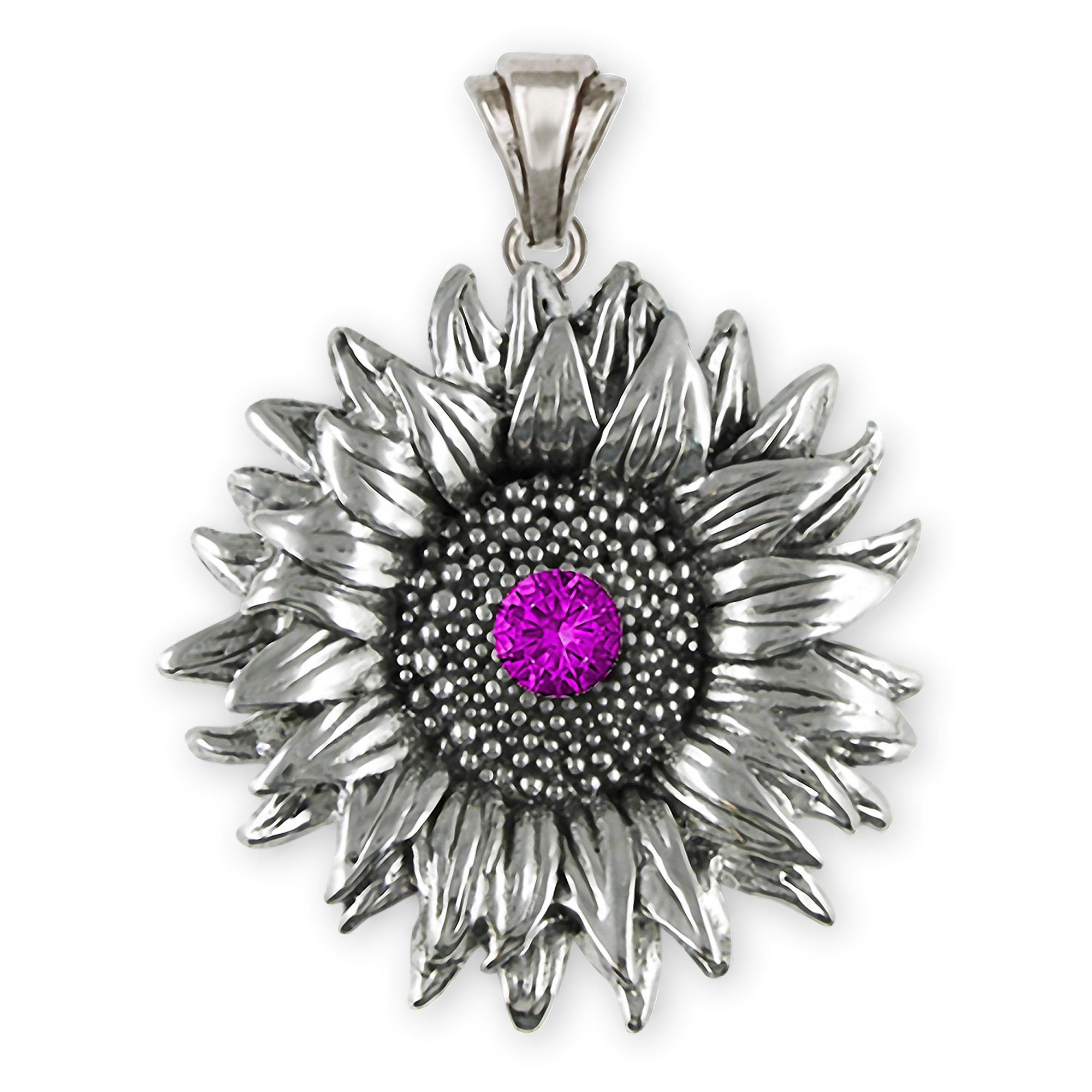 Sunflower Jewelry Sterling Silver Handmade Sunflower Pendant Etsy