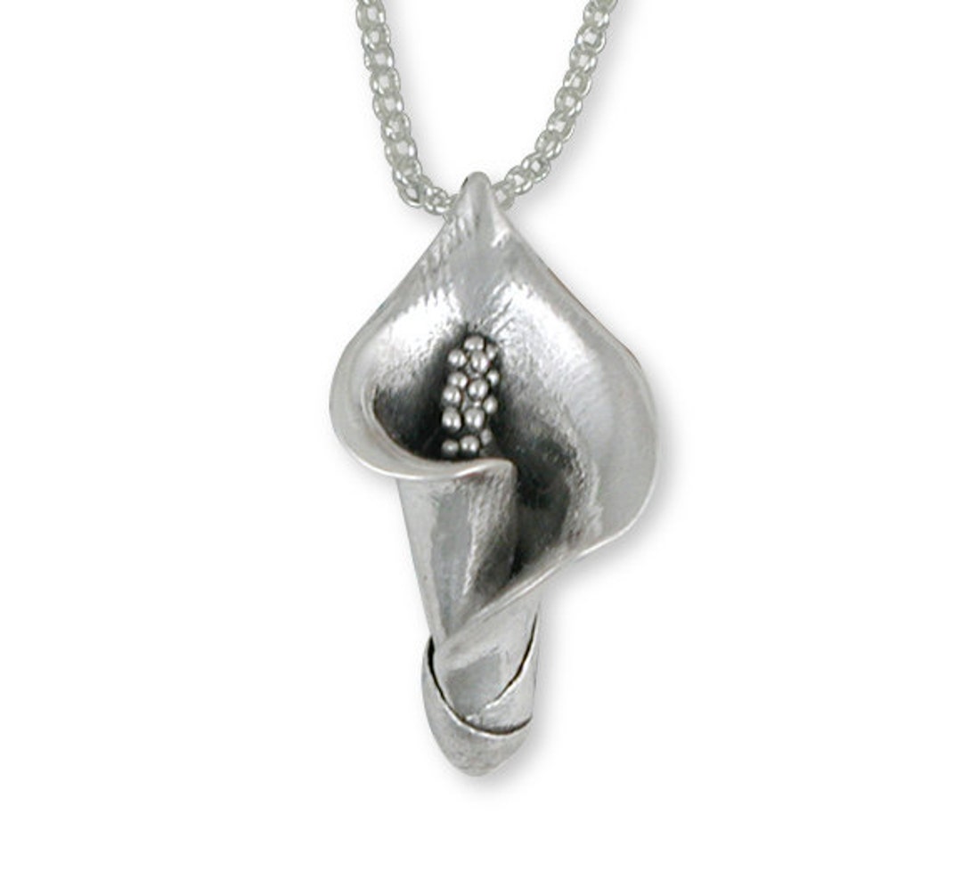 Calla Lily Jewelry Solid Sterling Silver Calla Lily Pendant With Chain ...
