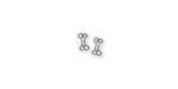 Orecchini a bottoncino a forma di osso d'argento Sterling