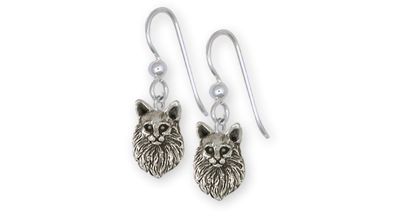 Maine Coon Jewelry Sterling Silver Handmade Maine Coon Earrings MN6-FW
