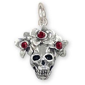 Day Of The Dead Skull Charm Sterling Silver Handmade Día De Los Muertos Jewelry DOD1-RC