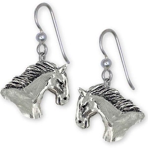 Clydesdale Earrings Sterling Silver Handmade Draft Horse Jewelry EQU17-E