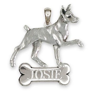 Min Pin Jewelry Sterling Silver Handmade Miniature Pinscher Personalized Pendant  MP18NP