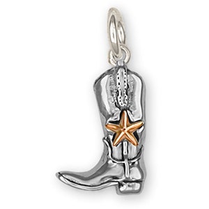 Boot Charm Jewelry Sterling Silver Handmade Western Boot Charm  1005-C