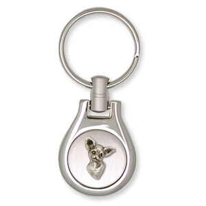 Chihuahua Jewelry Sterling Silver Key Ring Chihuahua Charms And Chihuahua Jewelry CHW7-K