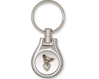 Chihuahua Jewelry Sterling Silver Key Ring Chihuahua Charms And Chihuahua Jewelry CHW7-K