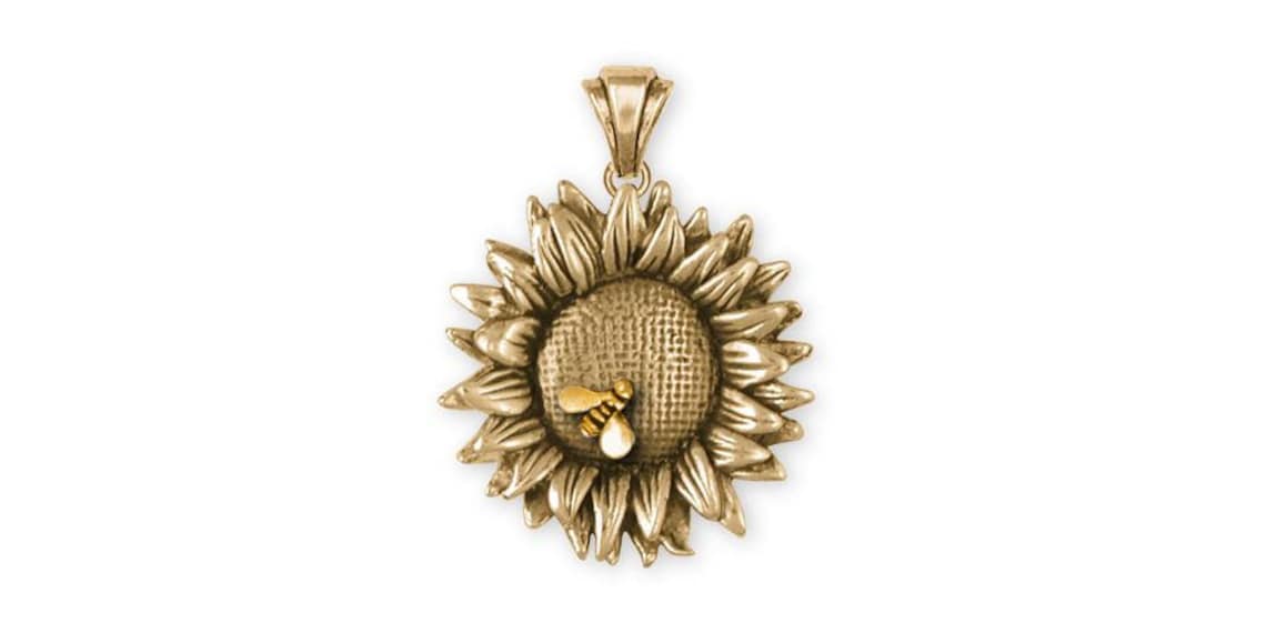 Sunflower Jewelry Sunflower Pendant Jewelry 14k Gold Handmade Etsy