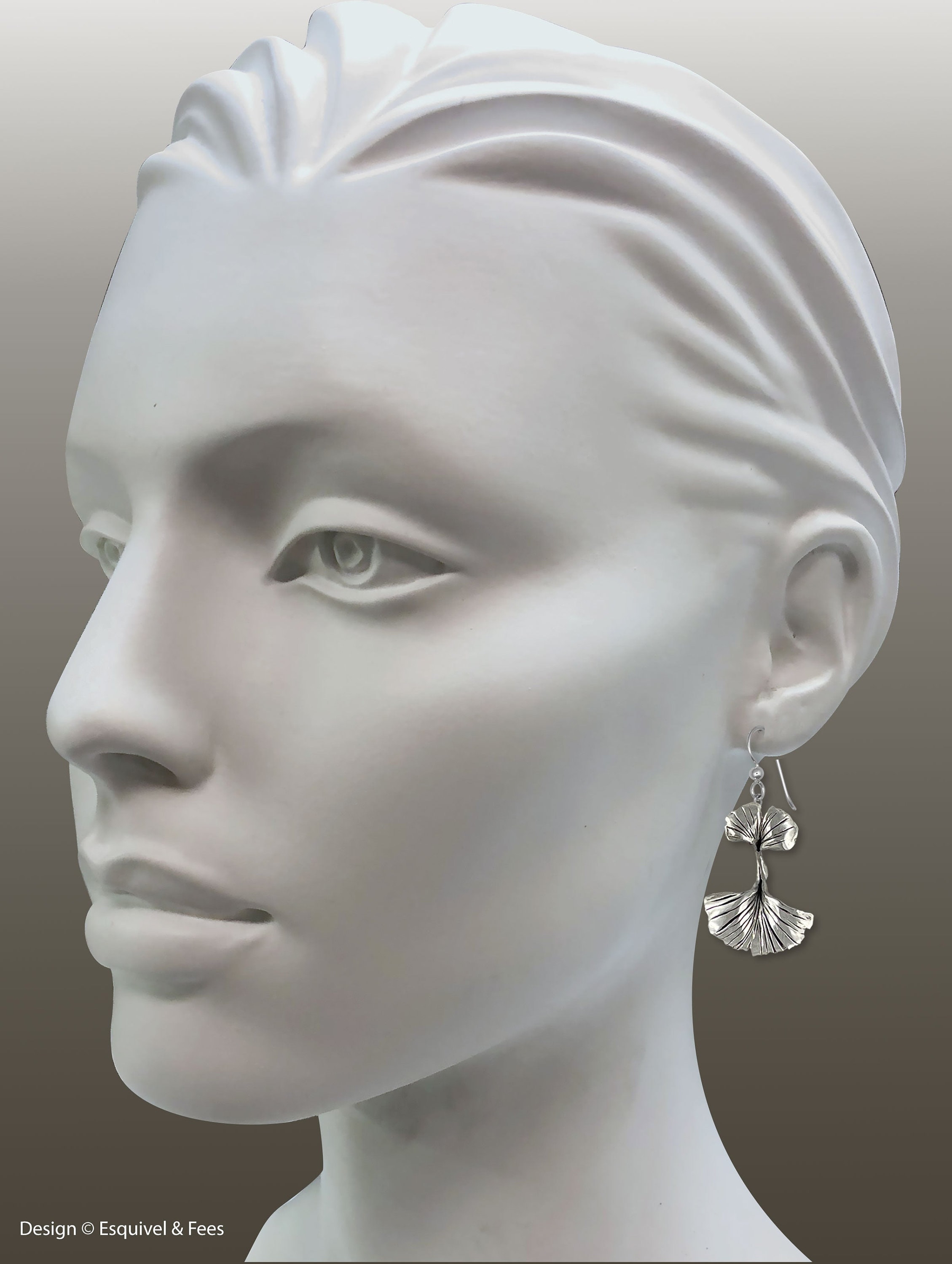 Ginkgo Earrings Sterling Silver Handmade Ginkgo Jewelry