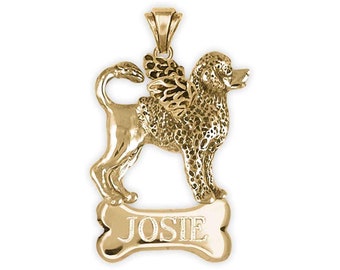Colgante personalizado de perro de agua portugués, oro vermeil de 14k PWD4-ANPG