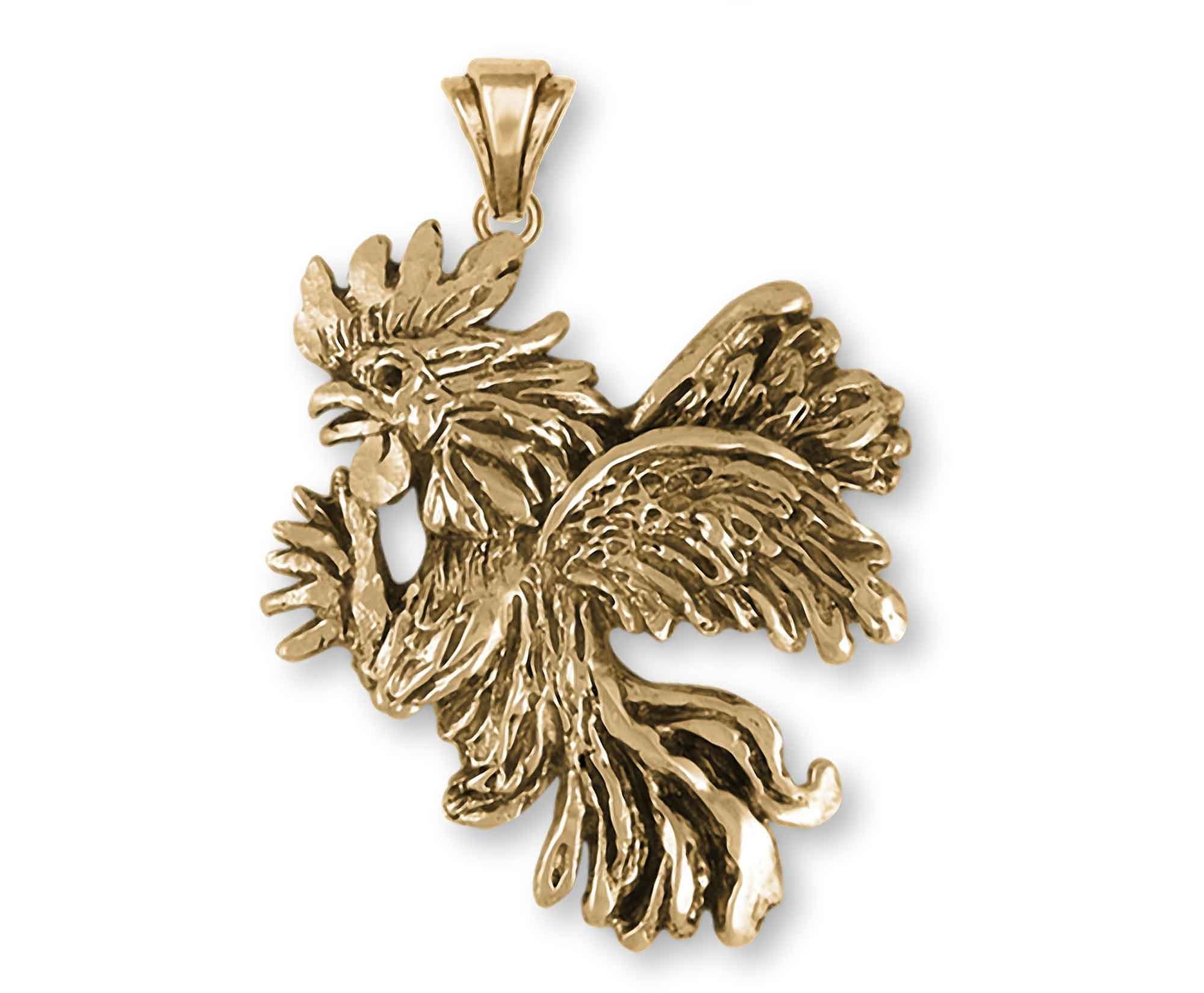 Gold fighting 2024 rooster pendant