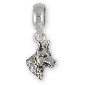 Belgian Malinois Jewelry Sterling Silver Handmade Belgian Malinois Slide Bracelet And Charm BMA1H-PNS