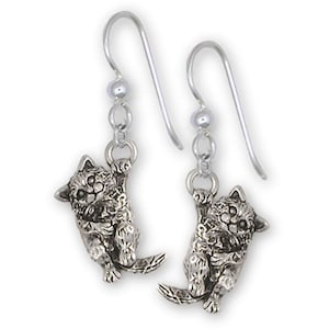 Cat Jewelry Sterling Silver Handmade Cat Earrings  CT60-E