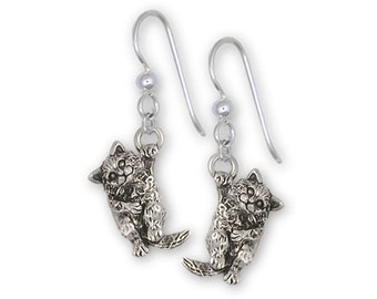 Cat Jewelry Sterling Silver Handmade Cat Earrings  CT60-E
